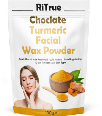 RiTrue Turmeric Facial Wax Powder for Hair Removal on Face Painless Herbal Choco Wax(100 g)