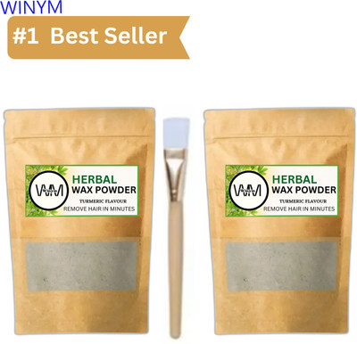 Winym Herbal Brown Wax Powder | Herbal Waxing for Smooth Skin with Brush Pack of 2 Powder(200 g, Set of 2)