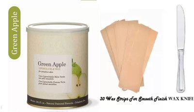 Beaucode Green Apple Wax Combo Kit Wax +Strips+ Wax Knife Wax(800 g, Set of 3)