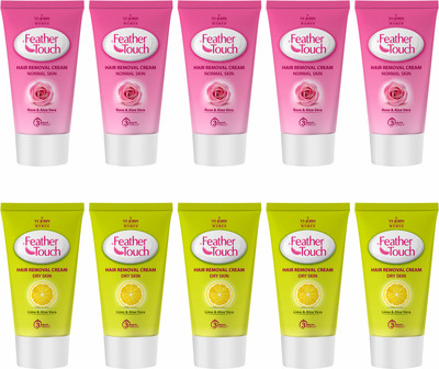 VI-JOHN Feather Touch Hair Removal Cream Lime & Rose - (40 gm Each) Cream(400 g, Set of 10)
