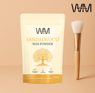 Winym Sandalwood Wax Powder with Brush – Painless Wax, Smooth Skin, Sensitive Skin Powder(100 g)