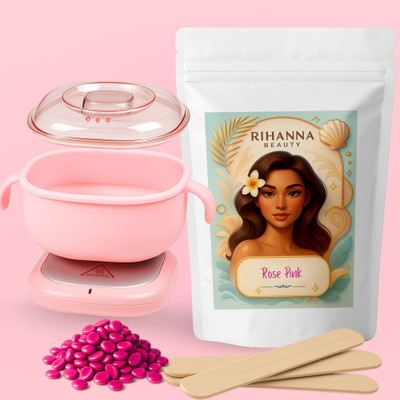 rihanna beauty Hair Removal Kit – Silicone Wax Heater + Rose Pink Brazilian Wax Beans Wax(800 g)