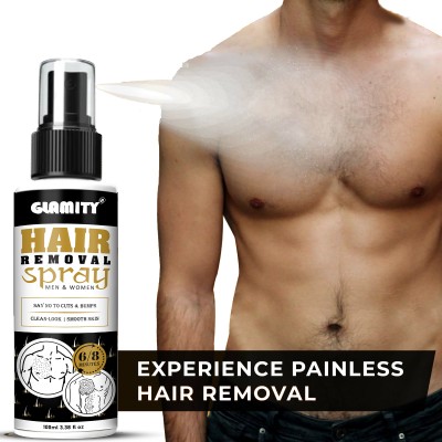 GLAMITY Hair Removal Cream for Men Chest, Back, Legs, Under Arms & Intimate Area02 Spray(100 ml)