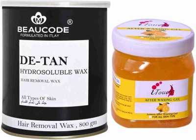 Beaucode Professional Rica De-Tan Body Hair Wax -800gm + Lemon after Waxing Gel 500 ml Wax(800 g, Set of 2)