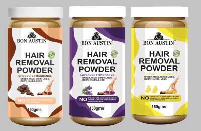 Bon Austin Chocolate, Lavender & Lemon Fragrance Hair Removal Wax Powder (Each,150g) Combo3 Powder(450 g, Set of 3)