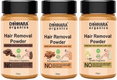 Donnara Organics Chocolate, Sandalwood & Vanilla Hair Removal Wax Powder (Each,150g) Combo3 Powder(450 g, Set of 3)