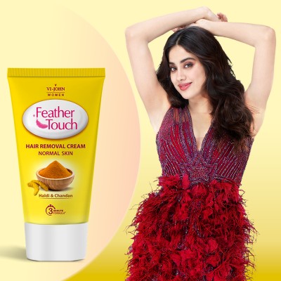 VI-JOHN FEATHER TOUCH Haldi Chandan Hair Removal for Salon-like Finish No Ammonia Smell Cream(40 g)