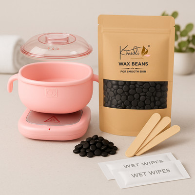 KIRUDI Activated Charcoal Brazilian Wax Beans with Silicone Wax Heater | Deep Clean Wax Wax(100 g)
