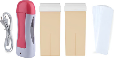 Koccido Roll on wax machine with 2 Milky Chocolate refill With Strips set-4 Wax(600 g, Set of 4)