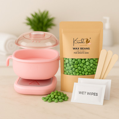 KIRUDI Aloe Vera Brazilian Wax Beans with Silicone Wax Heater | Soothing Hair Removal Wax(100 g)