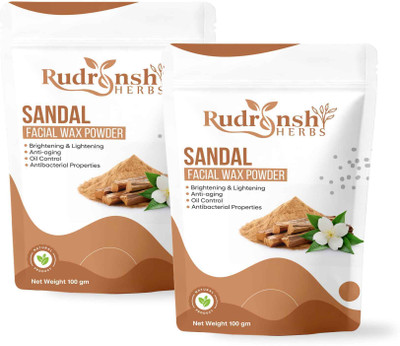 RUDRANSH HERBS Sandal Facial Wax for Woman Face Hair Removal Combo Pack Powder(200 g, Set of 2)
