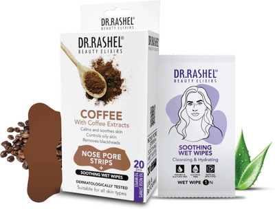 DR.RASHEL Coffee 10 Nose Strips and 10 Wet Wipes Blackhead & Whitehead remover Strips(20 Strips)