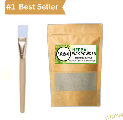 Winym Herbal Brown Wax Powder with Brush | Herbal Shine Hair Removal Powder(100 g)