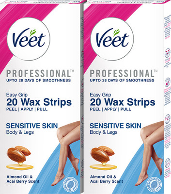 Veet Professional's Waxing Kit for Sensitive Skin Strips(40 Strips, Set of 2)