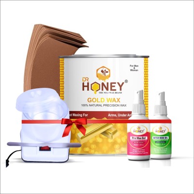 DR.HONEY Honey GOLD hair removal wax for women and men II After before oil wax 600gm Wax(599 g, Set of 4)