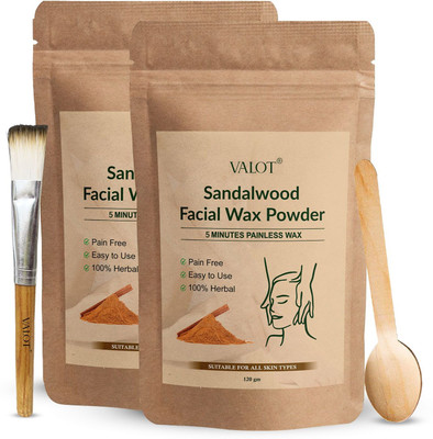 VALOT Sandalwood Facial Wax Powder – 5-Minute Skin Brightening & Nourishing Treatment Powder(120 g, Set of 2)