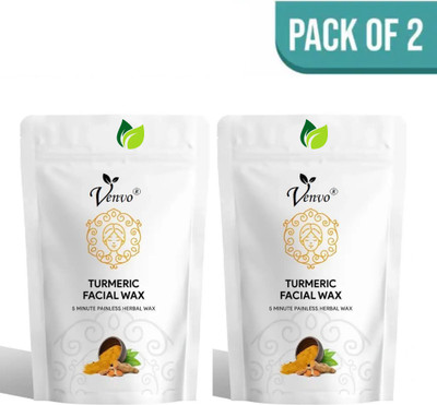 venvo Turmeric facial Wax Powder, instant painless hair removal pack of 2 Wax(200 g, Set of 2)