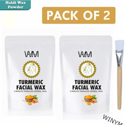 Winym Turmeric Wax Powder | Easy Hair Off Pack | Pack 2 with Brush Powder(200 g, Set of 2)