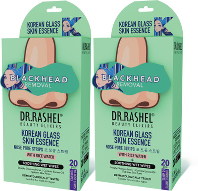 DR.RASHEL Korean Nose Strips with Rice Water for Blackhead and Whitehead Removal Strips(20 Strips, Set of 2)