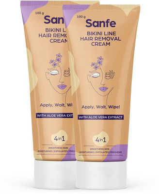 Sanfe Bikini Line Hair Removal Cream for Legs, Underarms with Aloe Vera Extract Cream(200 g, Set of 2)