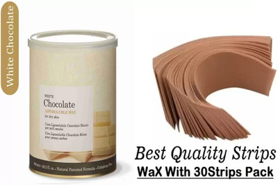 Beaucode Premium White Chocolate Liposoluble Wax with Pack of 30 Wax Strips Wax(800 g, Set of 2)