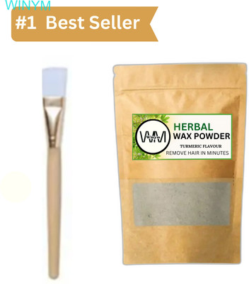 Winym Herbal Brown Wax Powder with Brush | Instant Herbal Clean Wax Powder(100 g)