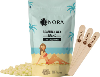 Enora Hair Removal Brazilian Hard Wax Beans For Face, Eyebrow Back, Chest, Bikini Area, Legs, Arms & Beard | White Chocolate Wax(100 g)