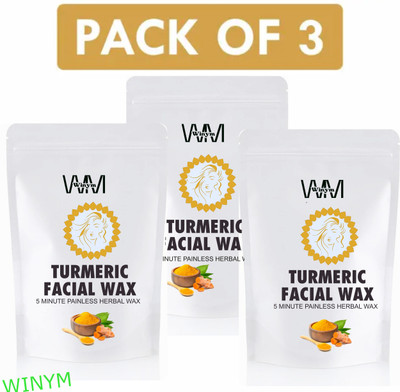 Winym Turmeric Hair Removal Wax Powder Skin Friendly Pack of 3 Powder(300 g, Set of 3)