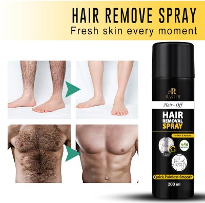 RASTER Hair Removal Cream Spray for Men & Women | Painless Body Hair Removal Spray(200 ml)
