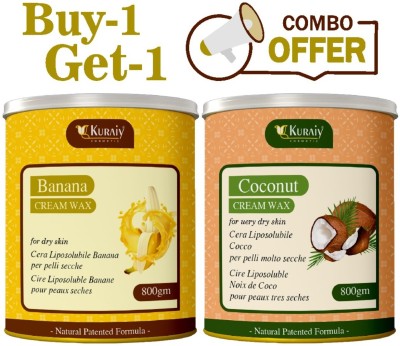 kuraiy Banana And Coconut Wax for Smooth Hair Removal - 800gm extracts Wax(800 g, Set of 2)