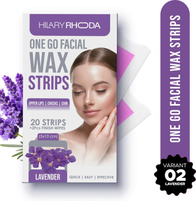Hilary Rhoda One Go Facial Wax Strips|Face,Upper Lip & Chin Facial Wax |With Lavender Extract Strips(20 Strips)