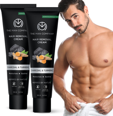 THE MAN COMPANY Hair Removal Cream for Men (Pack of 2, 100 gm each) with Charcoal & Turmeric Cream(200 g)