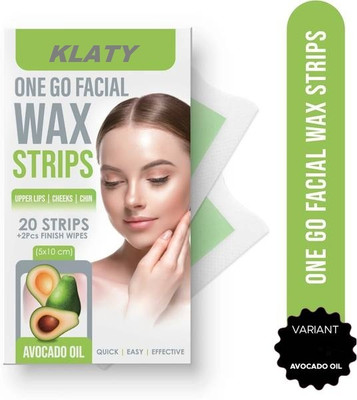 klaty Facial Wax Strips | Face,Upper Lip & Chin Facial Wax |Avocado Extract Strips Strips(20 Strips)