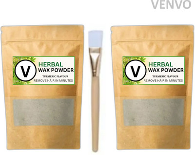 venvo Herbal Brown Wax Powder 2 Pack with Easy Brush Powder(200 g, Set of 3)