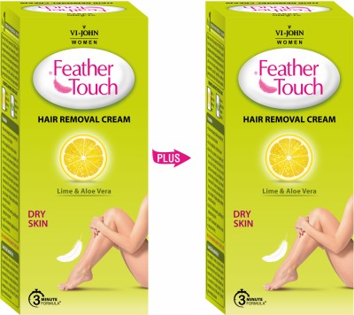 VI-JOHN FEATHER TOUCH Lime Aloevera Hair Removal for Salon-like Finish No Ammonia Smell Cream(80 g, Set of 2)