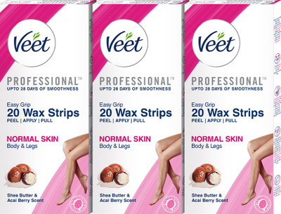 Veet Professional Waxing Kit - Normal Skin Strips(60 Strips, Set of 3)