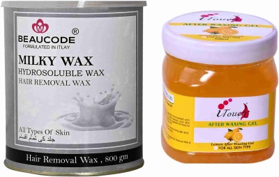 Beaucode Professional Rica Milky Body Hair Wax -800gm + Lemon after Waxing Gel 500 ml Wax(800 g, Set of 2)