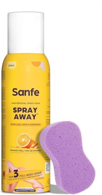 Sanfe Painless & Detan Hair Removal Cream For Legs Chest Underarm & Arms Odour Free Spray(200 ml)