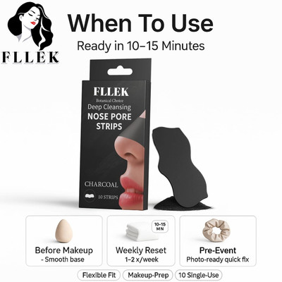 FLLEK Blackhead Pore Strips (PACK OF 10) Nose Strips for Black Head Remover Charcoal Strips(50 g)