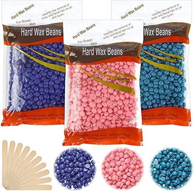 Bluejack Hair Removal Brazilian Hard Wax Beans For Face, Bikini Area, Legs Wax(300 g, Set of 3)