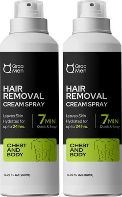Qraa Men Hair Removal Cream Spray| Painless Body Hair Removal Powder Spray For Men's Spray(400 ml, Set of 2)
