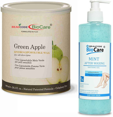 BEAUCODE BioCare Green Apple Wax Combo Kit Wax 1 Mint After Waxing Soothing Gel-Pack Of 2 Wax(1300 ml, Set of 2)