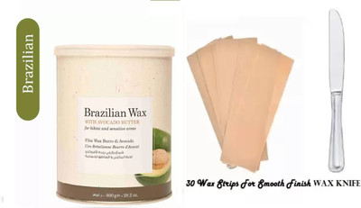 Beaucode Premium Brazilian Liposoluble Wax 800 gm Cream + Wax Strips + Wax Knife Wax(800 g, Set of 3)