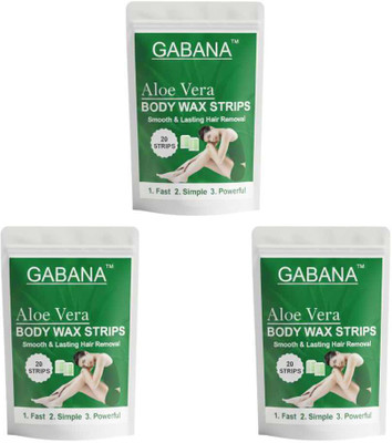 GABANA Body Wax Strips for Women | Quick Hair Removal | Wax Kit 60 Strips Strips(60 Strips, Set of 3)