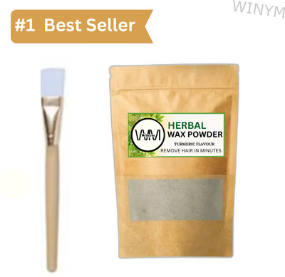 Winym Herbal Brown Wax Powder with Brush | Easy Smooth Hair Off Pack Powder(100 g)