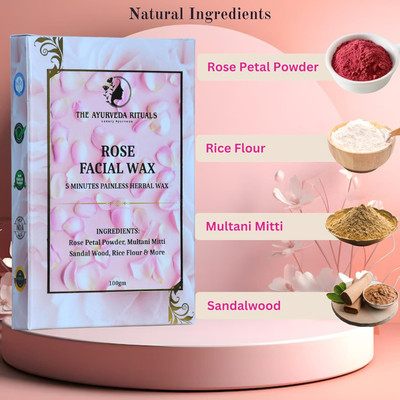 the ayurveda rituals Rose Facial Wax Powder - 5 Min Painless Herbal Hair Removal Wax Powder For Women Powder(100 g)