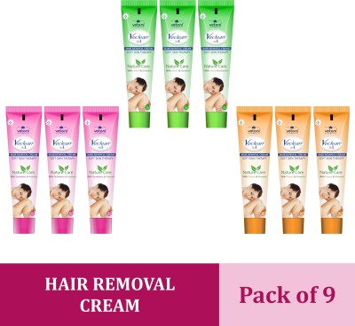 VETONI VECLEAN NO.1 Hair Removal Strawberry,Lemon,Papaya tube-3pc each(Pack of 9)360gm Cream(360 g)