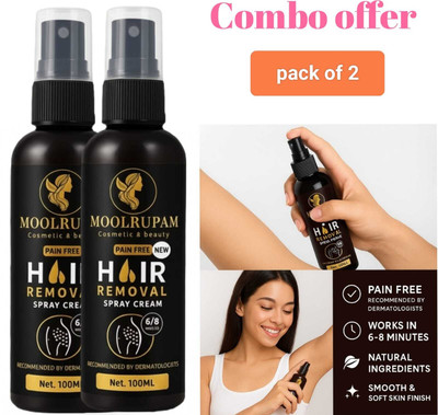 moolrupam Hair Removal Cream for Men & women | Painless Body Removal Spray (100 ml) Cream(200 ml, Set of 2)