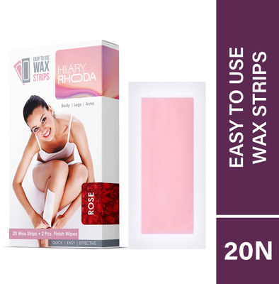Hilary Rhoda Easy To Use Wax Strips |For Arms,Legs & Body |2 Finish Wipes Strips|Rose Extract Strips(20 Strips)