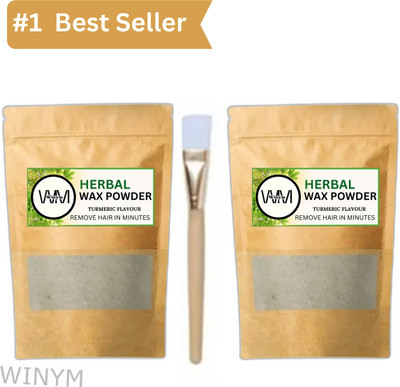 Winym Herbal Brown Wax Powder | Instant Herbal Waxing Touch with Brush Pack of 2 Powder(200 g, Set of 2)